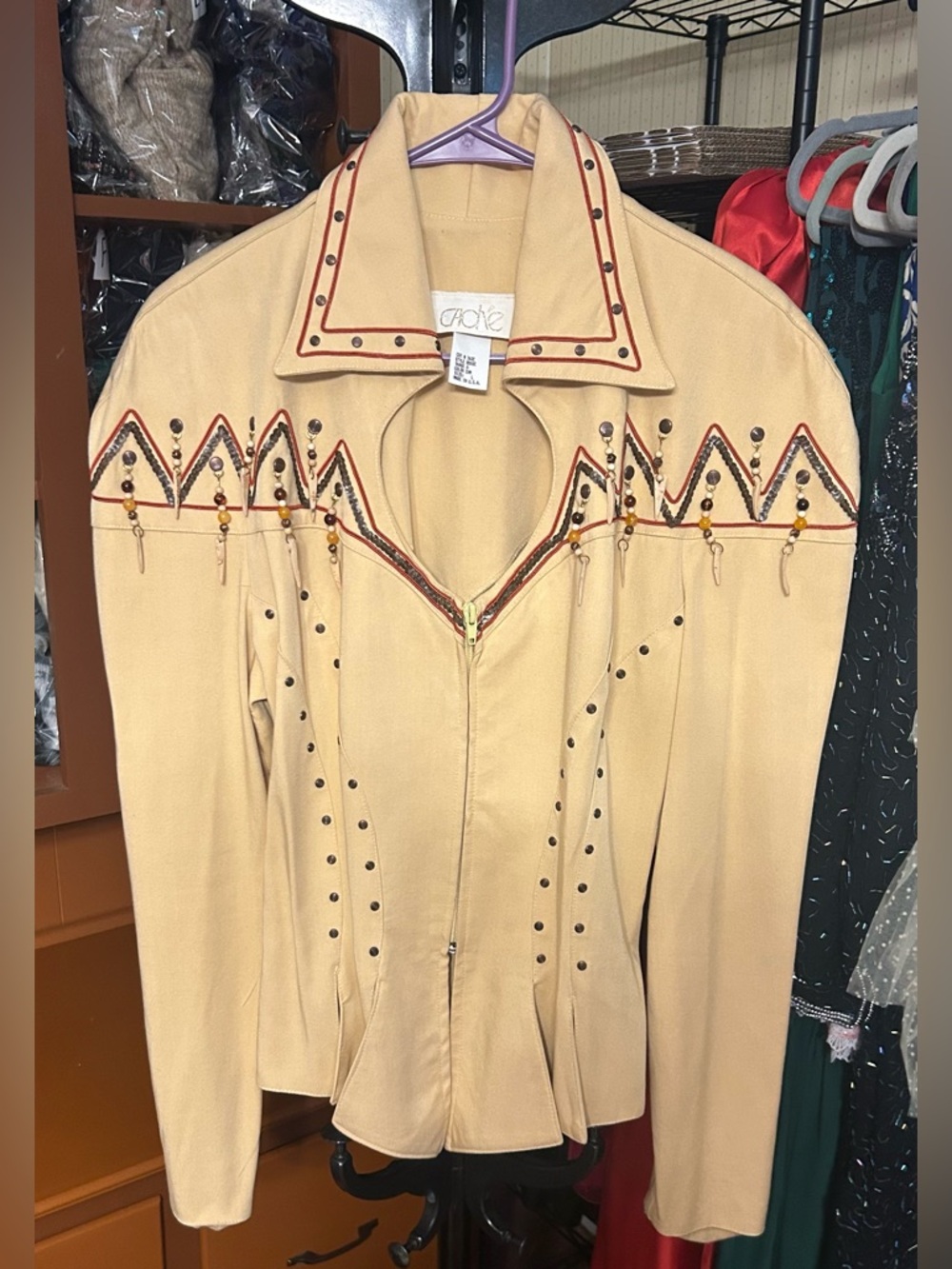 Vintage Cache Western Beaded Jacket Studded Cowgirl Rodeo USA - Picture 4 of 10